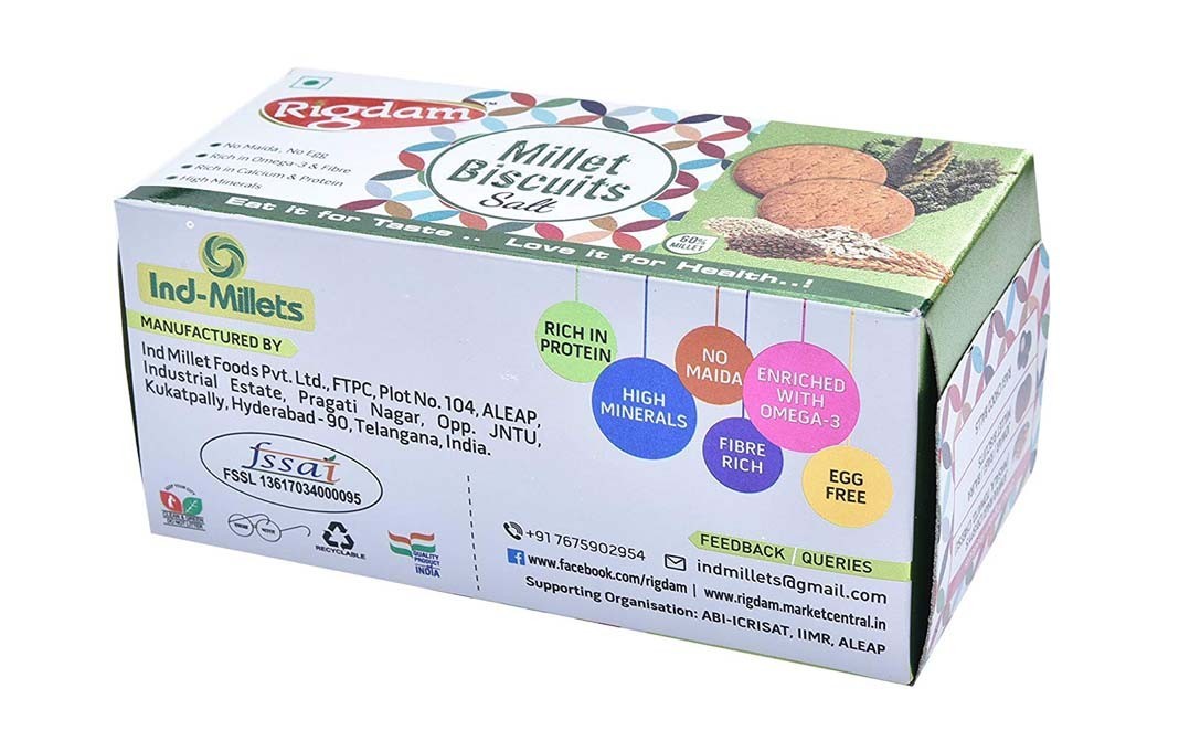 Rigdam Millet Biscuits, Salt    Box  75 grams